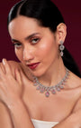 VELISEA Pink Teardrop Cubic Zirconia American Diamond Necklace Set | Statement Jewelry for Women