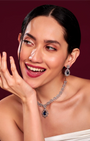 VELISEA Emerald Royale Necklace Set | Premium Green Zirconia Party Wear Jewellery