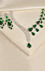 VELISEA Green Teardrop Cubic Zirconia American Diamond Necklace Set | Statement Jewelry for Women