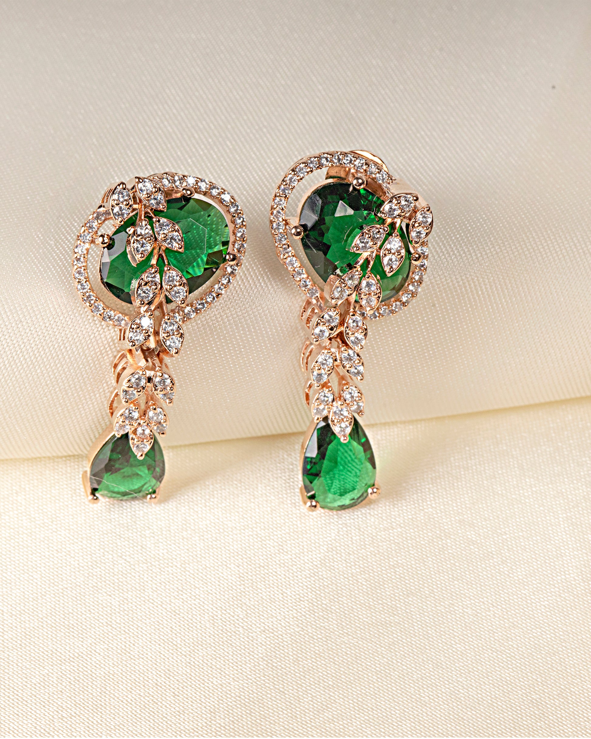 VELISEA Emerald Elegance Necklace & Earrings Set for Women | Premium Luxury Zirconia Jewellery