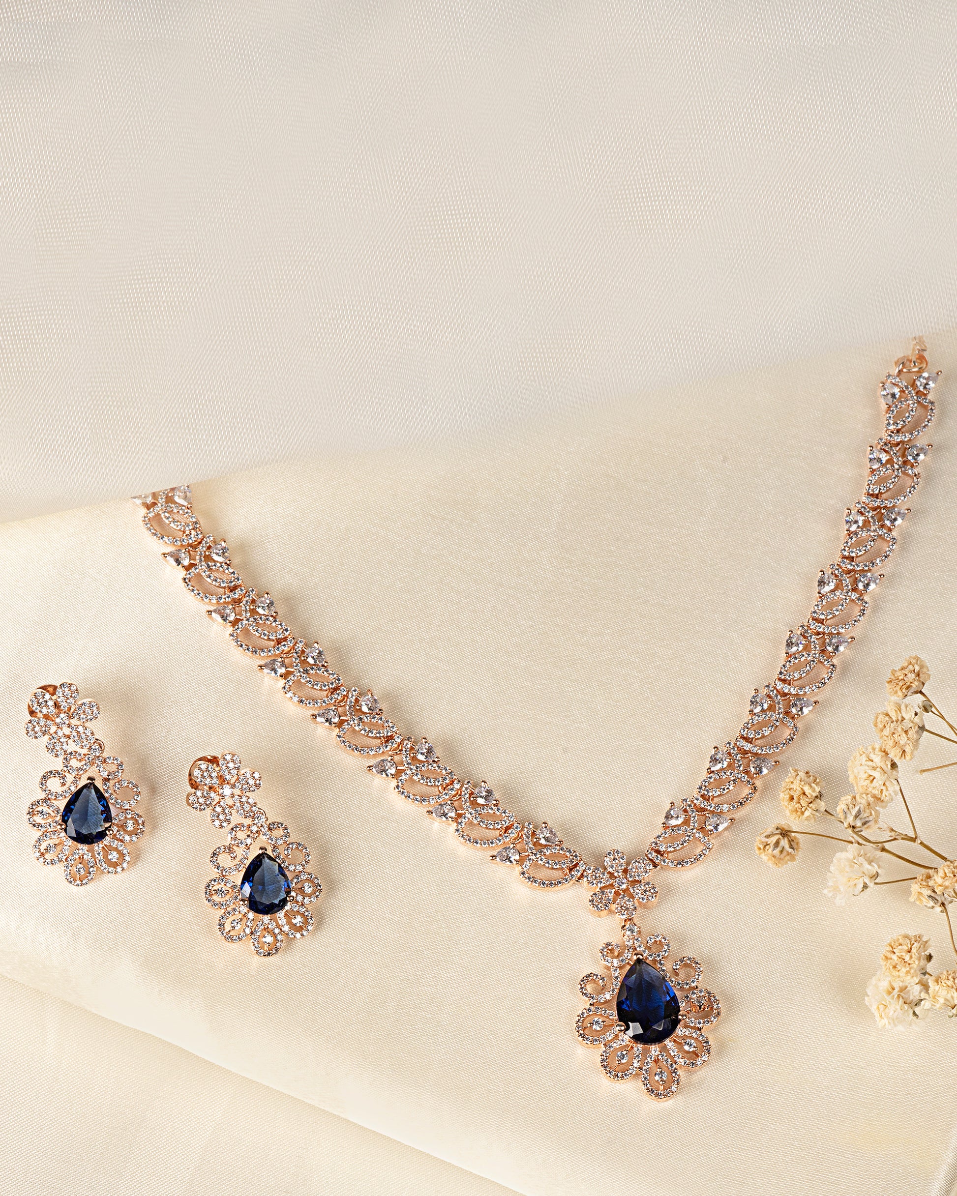 VELISEA Emerald Royale Necklace Set | Premium Green Zirconia Party Wear Jewellery