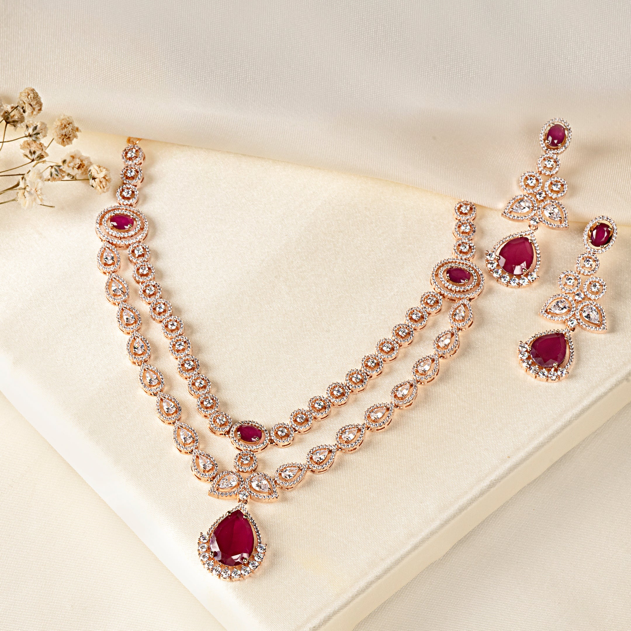 VELISEA Emerald Royale Necklace Set for Women | Premium Green Zirconia Jewellery