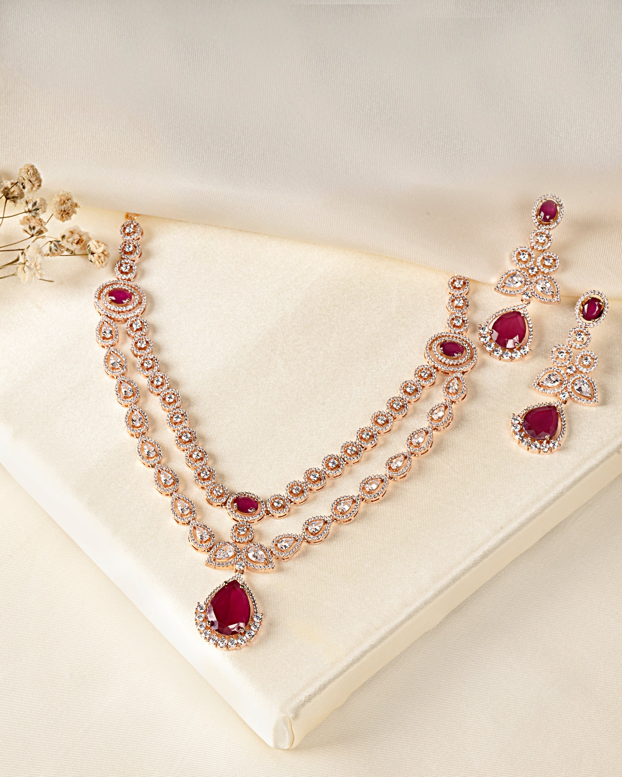 VELISEA Emerald Royale Necklace Set for Women | Premium Green Zirconia Jewellery