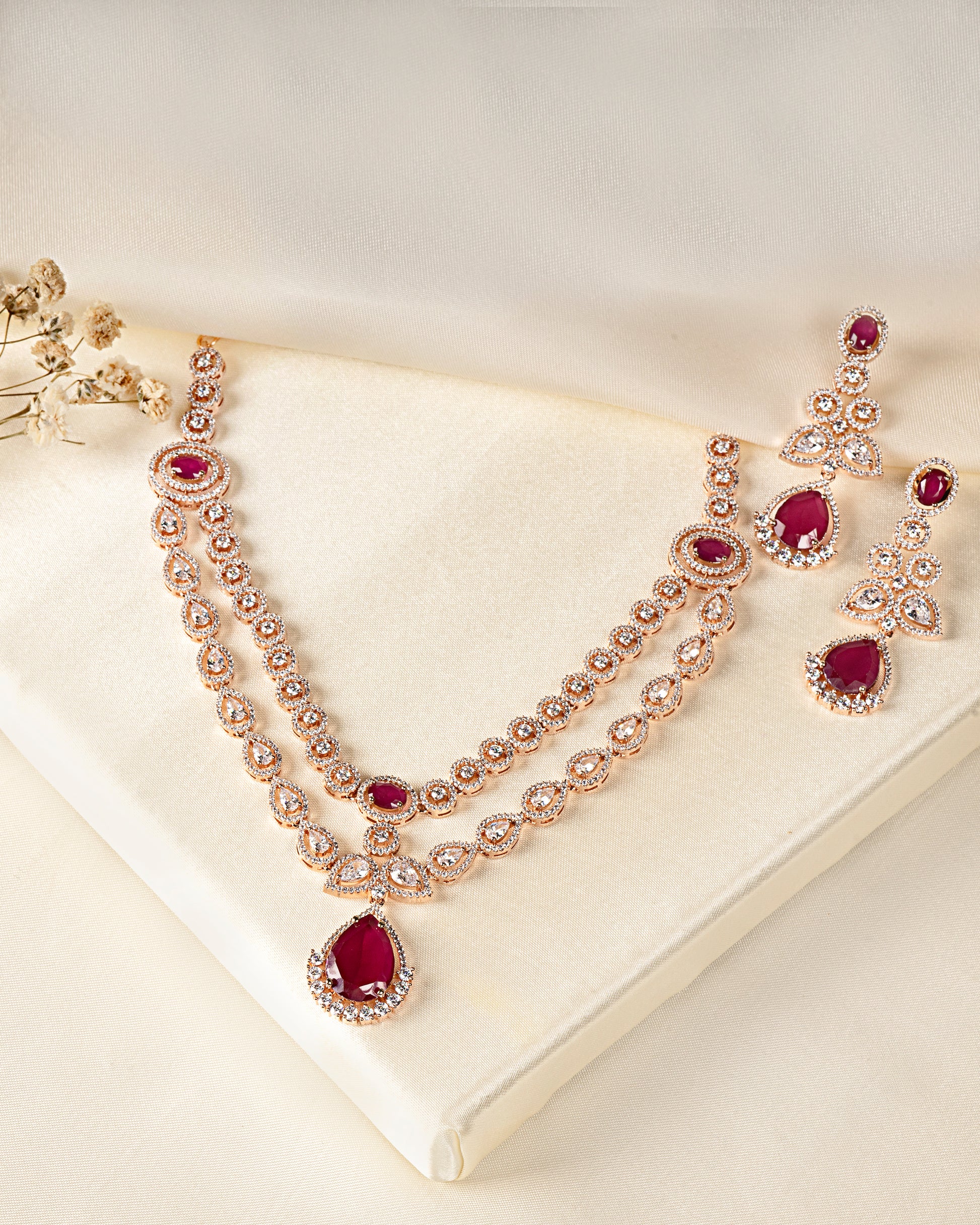 VELISEA Emerald Royale Necklace Set for Women | Premium Green Zirconia Jewellery