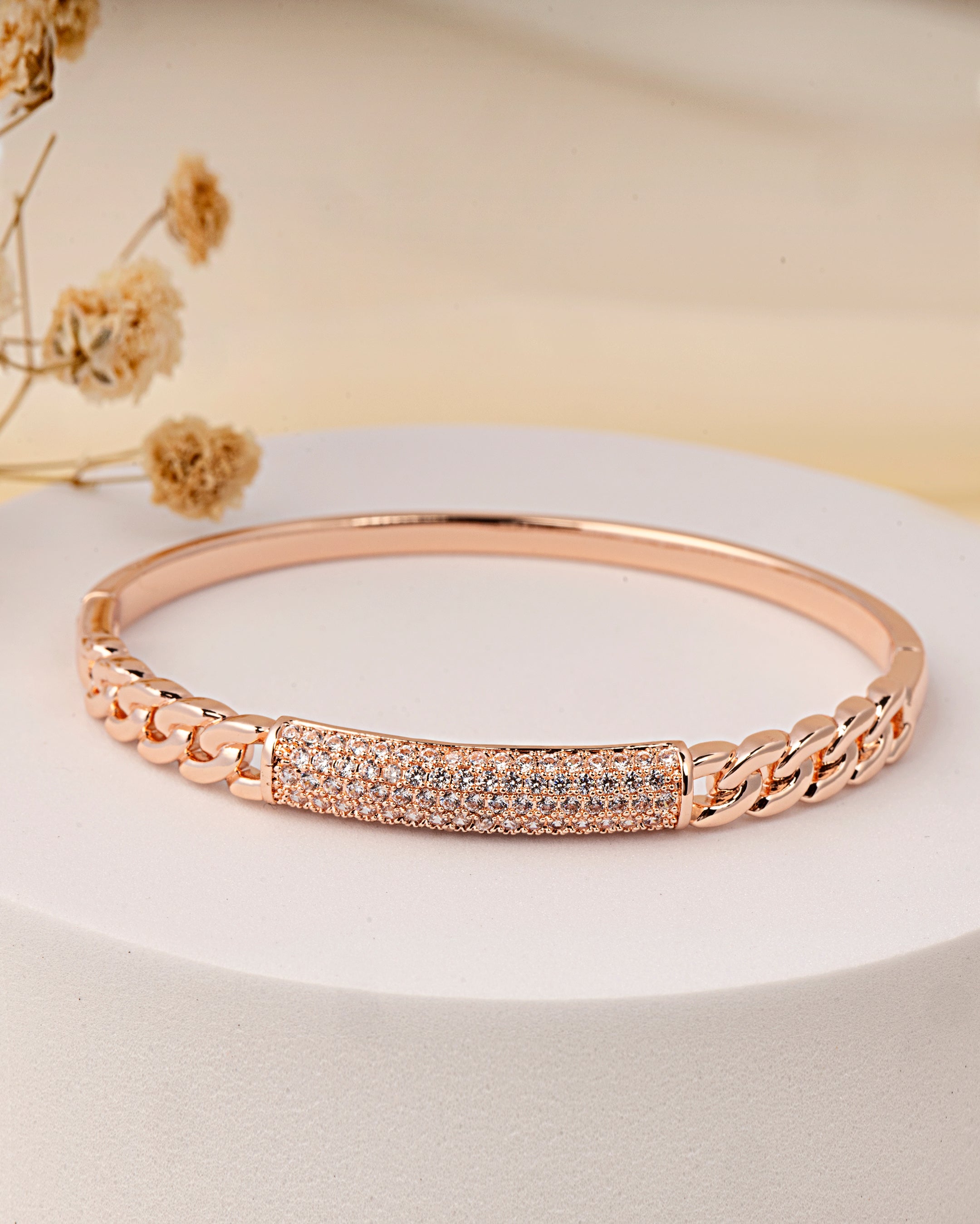 VELISEA Rose Gold-Plated Bangle Bracelet for Women | Premium Lightweight Designer Jewellery