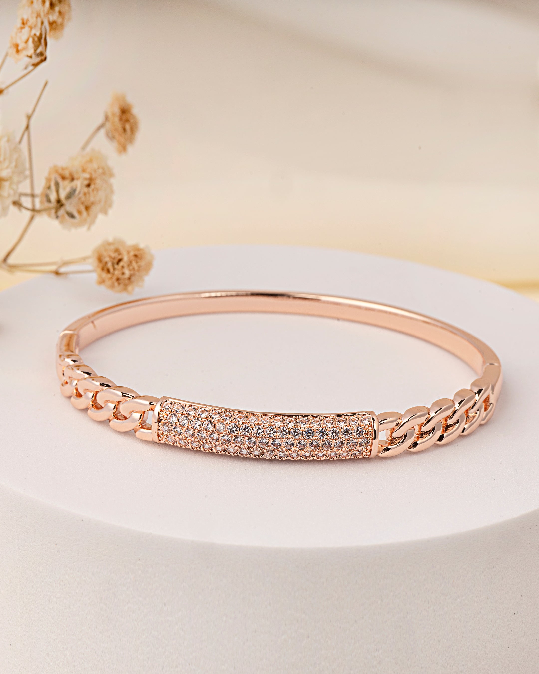 VELISEA Rose Gold-Plated Bangle Bracelet for Women | Premium Lightweight Designer Jewellery