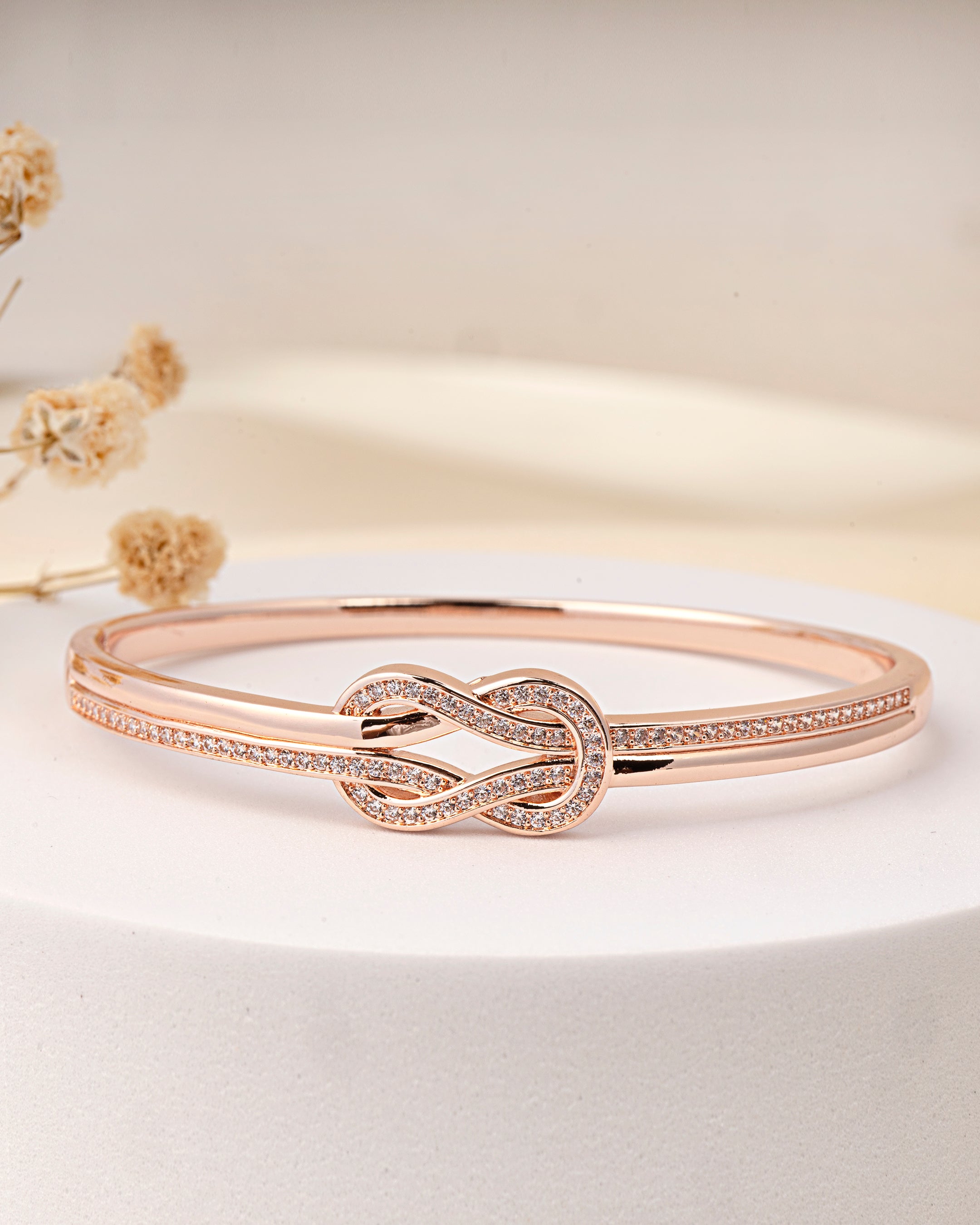 VELISEA Rose Gold-Plated Bangle Bracelet for Women | Premium Lightweight Designer Fashion Jewellery