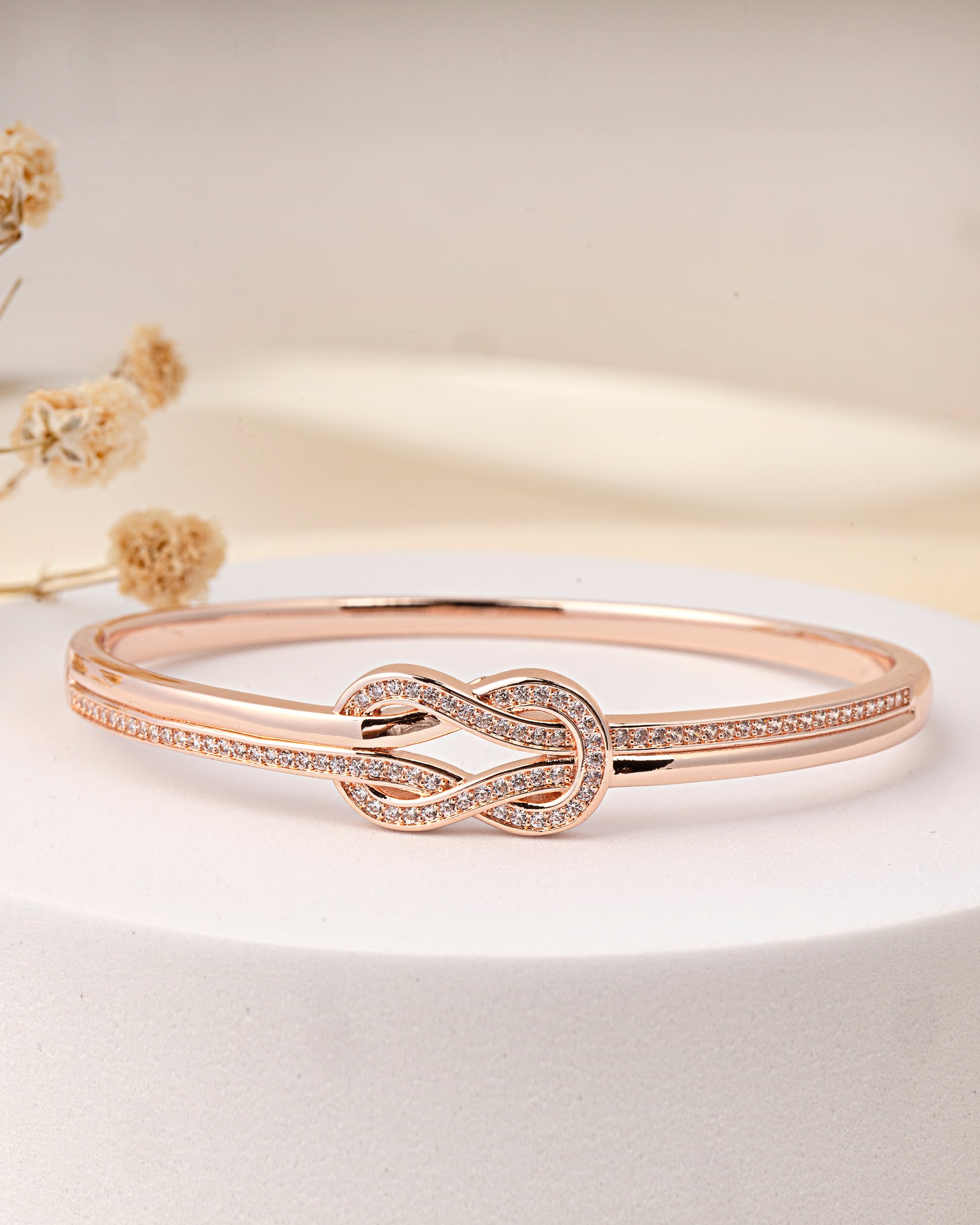 VELISEA Rose Gold-Plated Bangle Bracelet for Women | Premium Lightweight Designer Fashion Jewellery