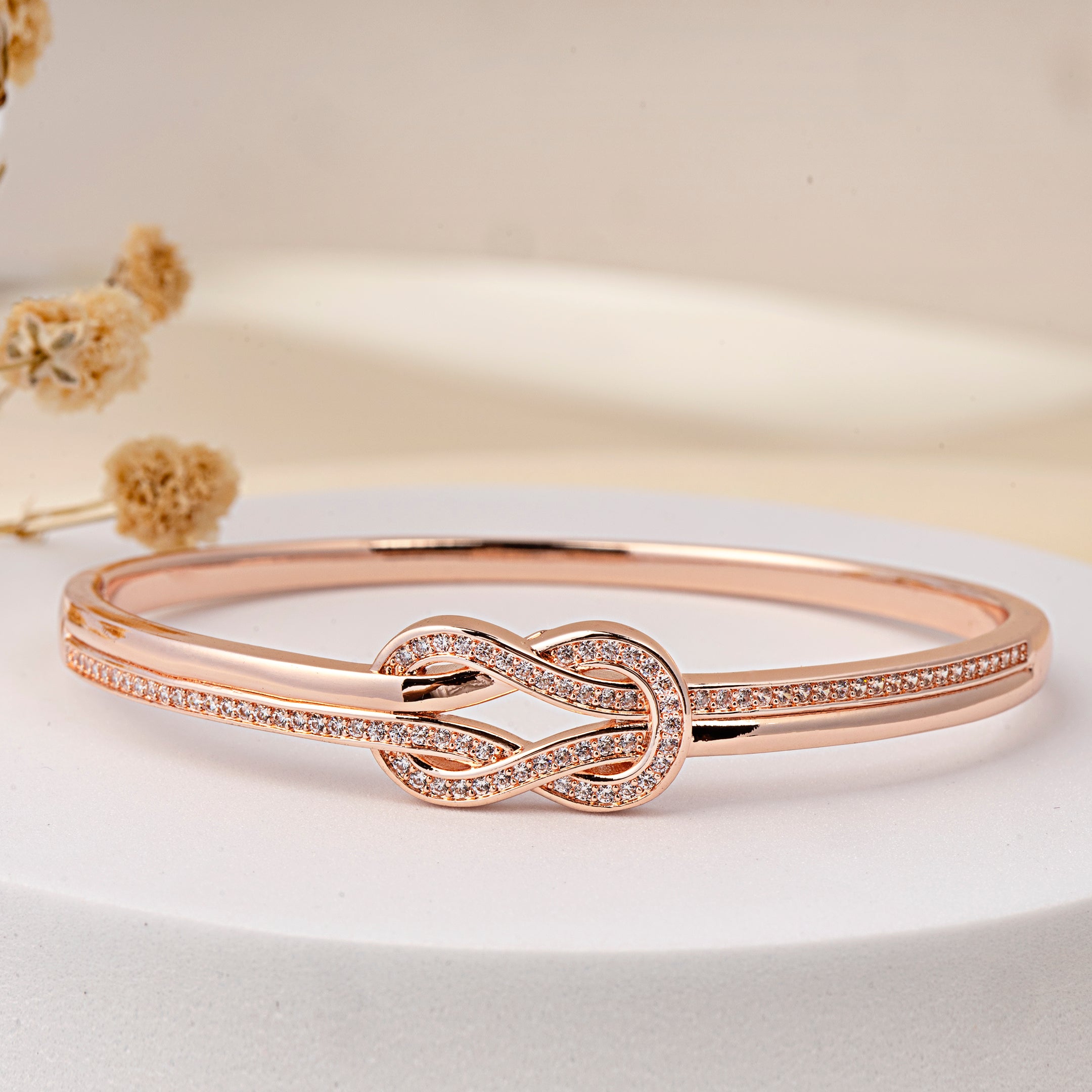 VELISEA Rose Gold-Plated Bangle Bracelet for Women | Premium Lightweight Designer Fashion Jewellery