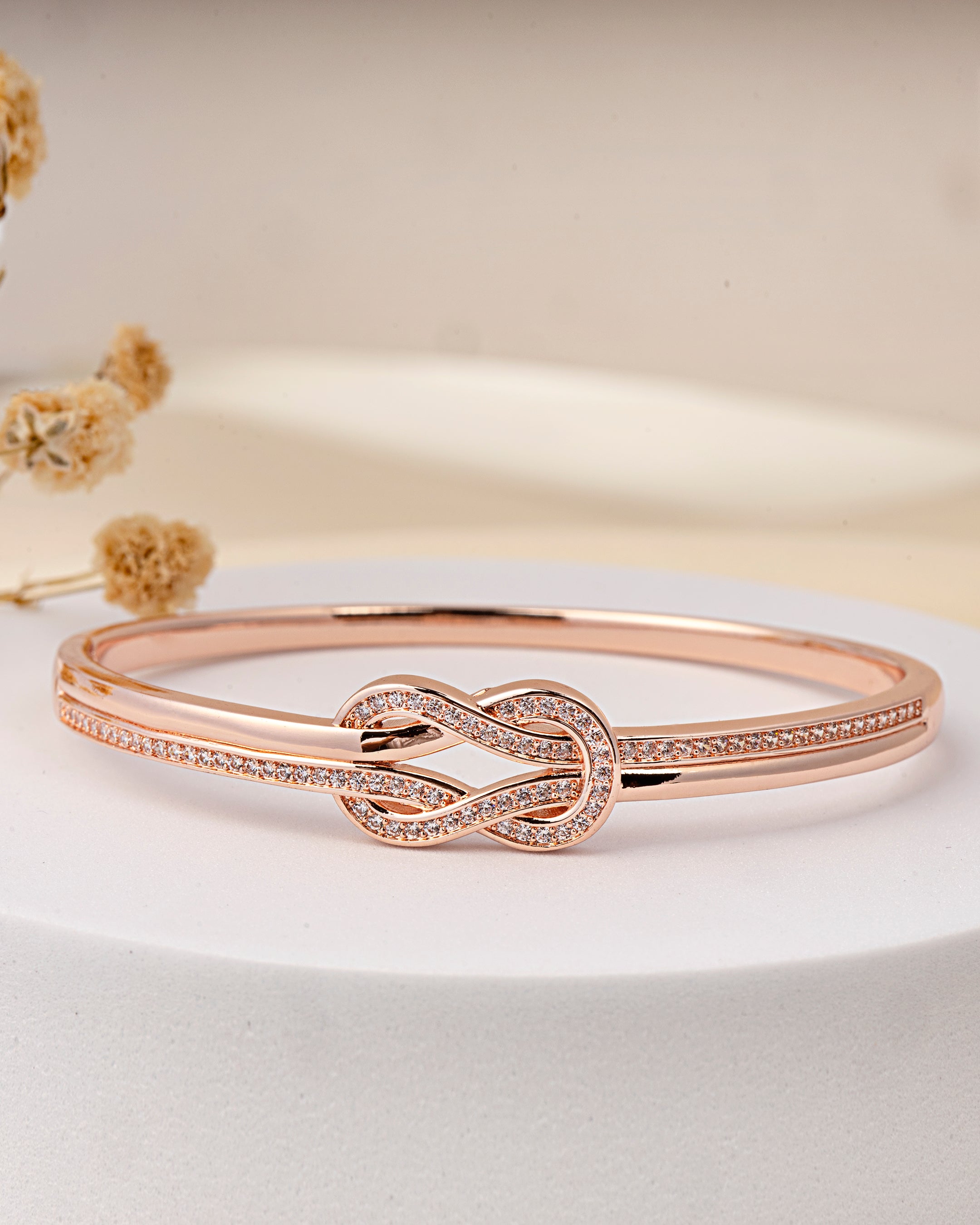VELISEA Rose Gold-Plated Bangle Bracelet for Women | Premium Lightweight Designer Fashion Jewellery