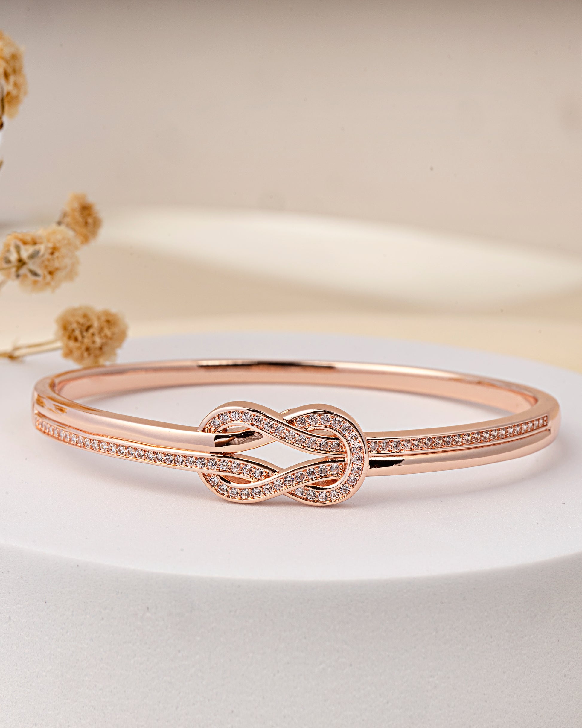 VELISEA Rose Gold-Plated Bangle Bracelet for Women | Premium Lightweight Designer Fashion Jewellery