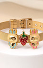 VELISEA Gold-Plated Labubu Charm Bracelet for Women | Premium Strawberry Designer Fashion Jewellery