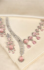 VELISEA Pink Teardrop Cubic Zirconia American Diamond Necklace Set | Statement Jewelry for Women
