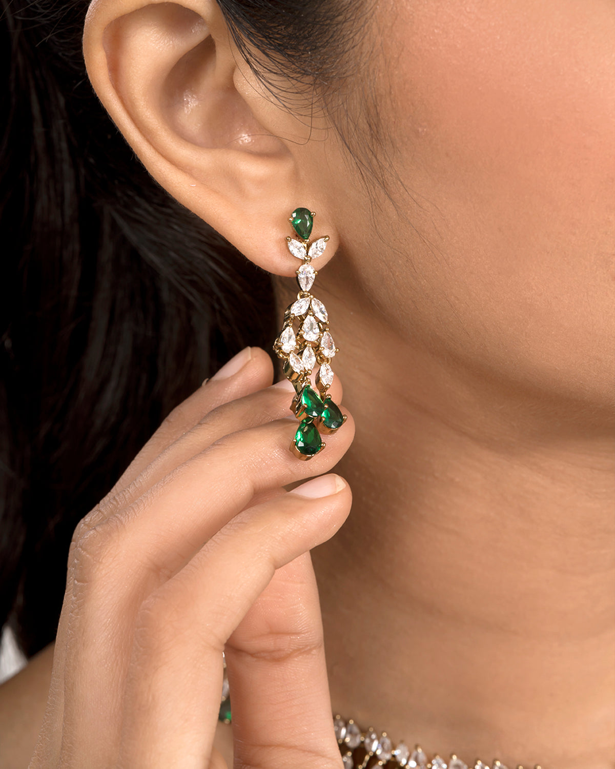 VELISEA Royal Emerald Necklace Set | Premium Party Wear Jewellery for Women