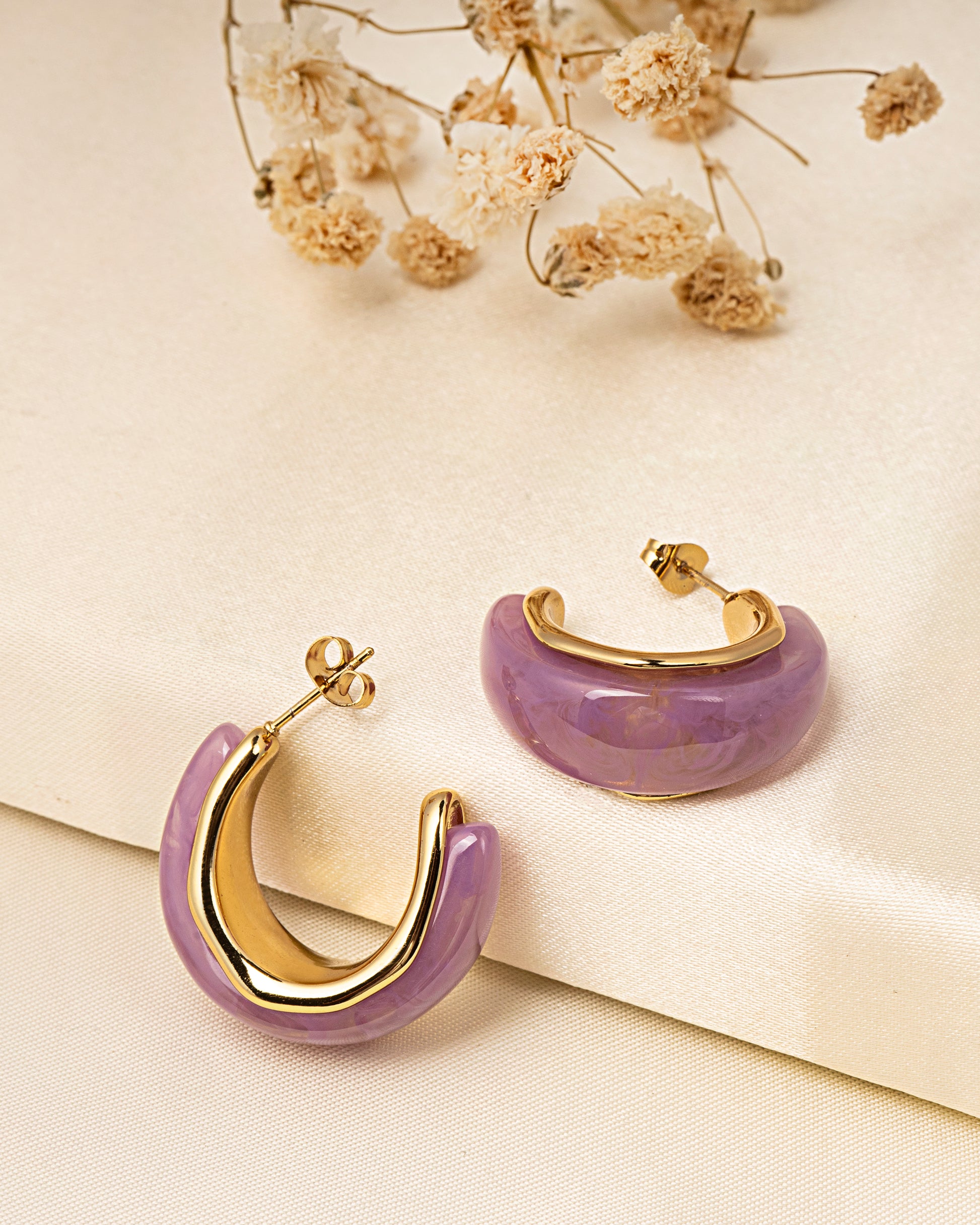 VELISEA Elegant Gold Hoop Earrings | Lightweight Party Wear Jewellery